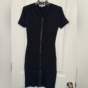 Michael Kors Black Sheath Mini Dress with Silver Zipper